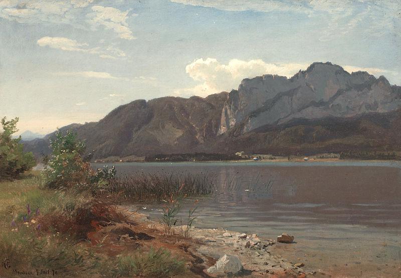 Hans Gude Landskap fra Drachenwand ved Mondsee China oil painting art